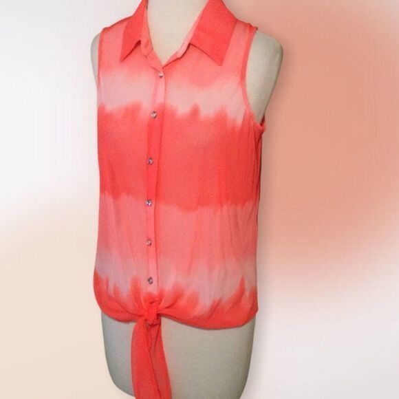 Inc International Concepts Tie Dye Front Tie Semi Sheer Blouse Size M - Picture 3 of 10